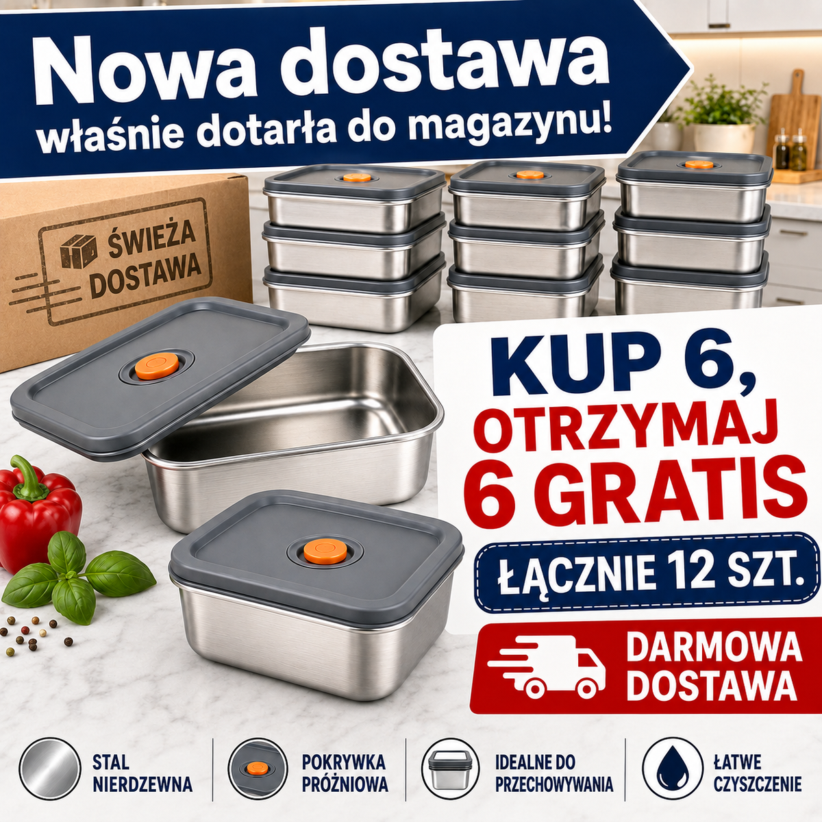 ✨ Taca ze stali nierdzewnej 316 – Bezpieczne i praktyczne rozwiązanie do przechowywania żywności (19x14x6 cm)