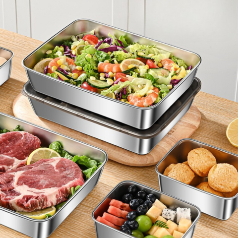 Pojemnik na żywność ze stali nierdzewnej 304 (22 x 15 x 6 cm)