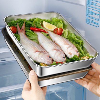 Pojemnik na żywność ze stali nierdzewnej 304 z pokrywką próżniową (22,5 * 15 * 6 cm) DK