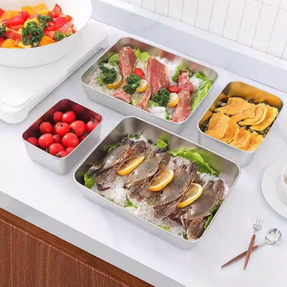 Pojemnik na żywność ze stali nierdzewnej 304 (25 x 20 x 5.5 cm)