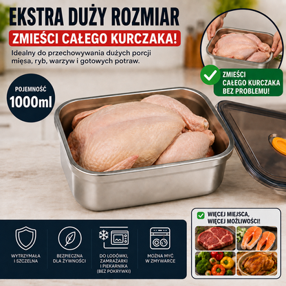 [🎁 WEŹ 12, ZAPŁAĆ TYLKO ZA 6] Próżniowy pojemnik na żywność ze stali nierdzewnej 316L (Duża pojemność – 1000 ml)
