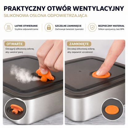 🎁 12 w cenie 6 | Mini pojemnik na żywność ze stali nierdzewnej 316 z pokrywką – 13 × 10 × 5 cm