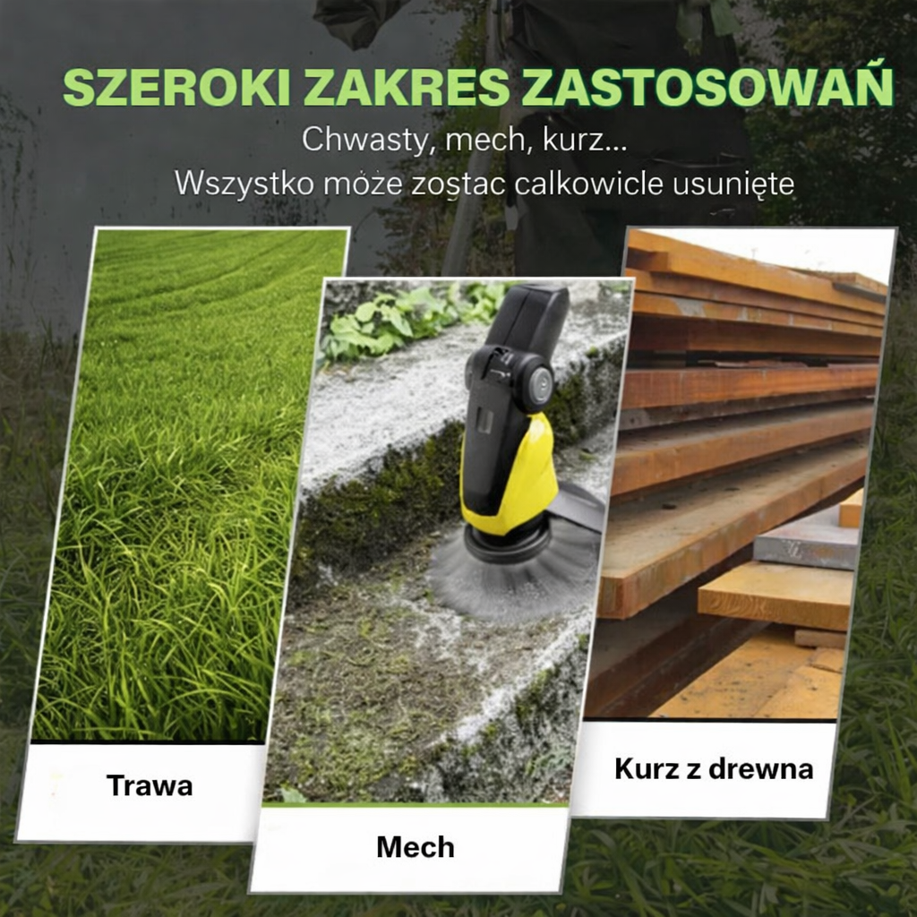 Głowica tnąca posiada 6 ramion wykonanych z wytrzymałego, plecionego drutu stalowego