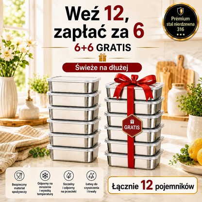 🎁 Weź 12, zapłać za 6 | Zestaw pojemników ze stali nierdzewnej 316 – duża pojemność