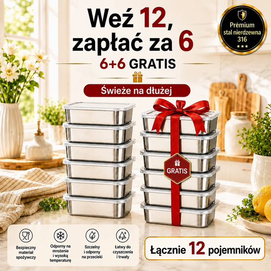 🎁 Weź 12, zapłać za 6 | Zestaw pojemników ze stali nierdzewnej 316 – duża pojemność