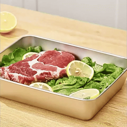 Pojemnik na żywność ze stali nierdzewnej 304 (25 x 20 x 6 cm)