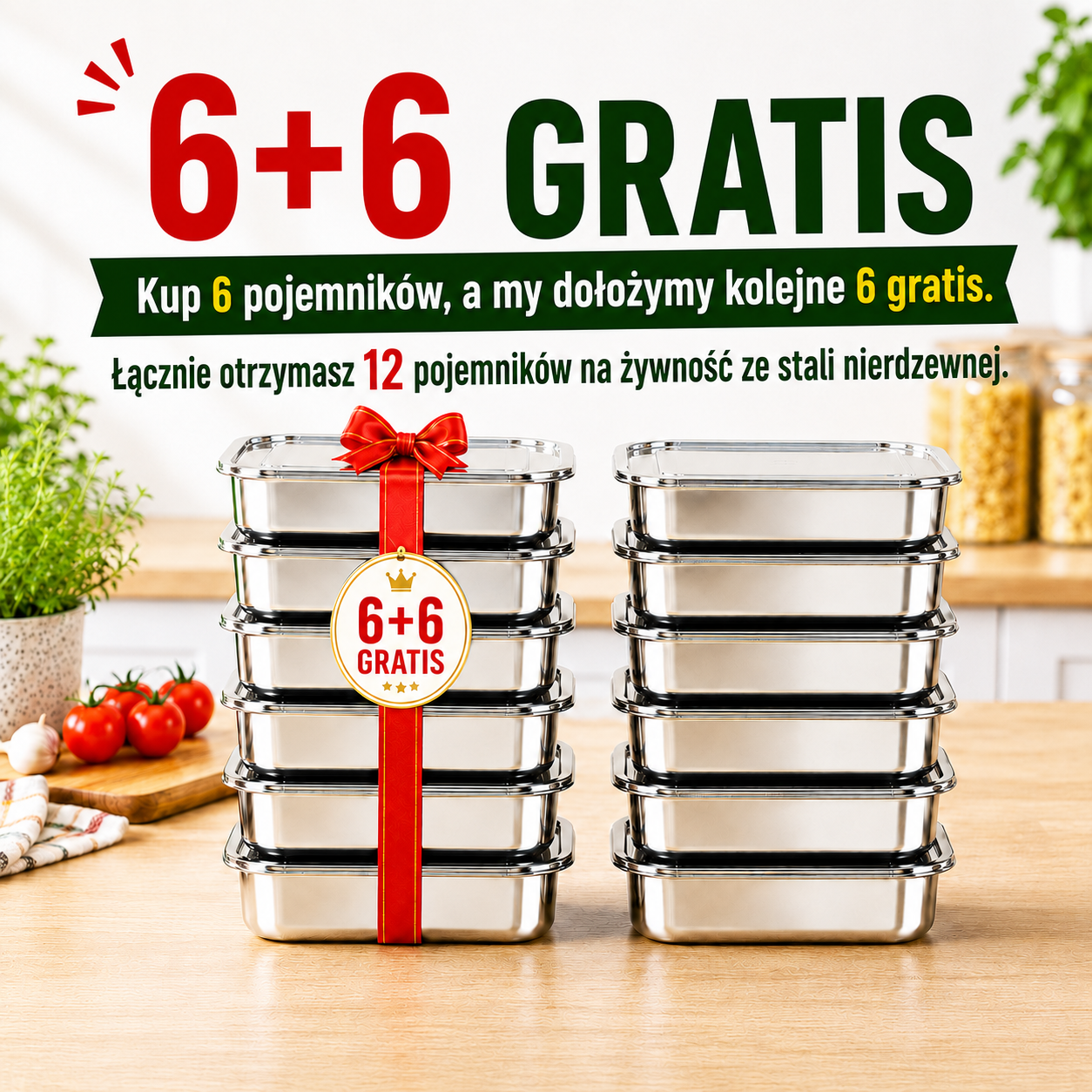 [🎁 WEŹ 12, ZAPŁAĆ TYLKO ZA 6] Zestaw pojemników na żywność z niemieckiej stali nierdzewnej 304