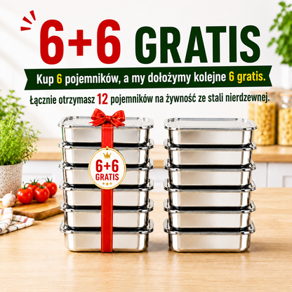 [🎁 WEŹ 12, ZAPŁAĆ TYLKO ZA 6] Zestaw pojemników na żywność z niemieckiej stali nierdzewnej 304