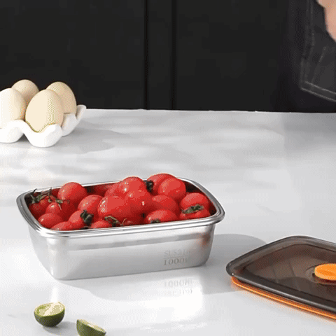 Pojemnik Na Żywność Próżniowy Antybakteryjny Ze Stali Nierdzewnej 316 (19x14x6cm)