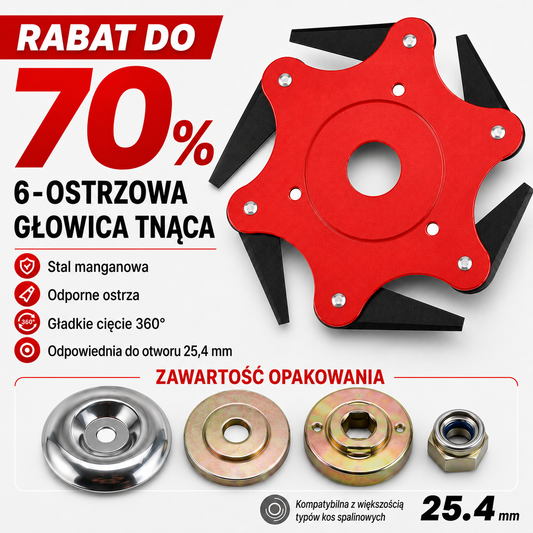 ⚜️Zestaw Głowicy Tnącej Z 6 Ostrzami Ze Stali Manganowej (Komplet Akcesoriów)