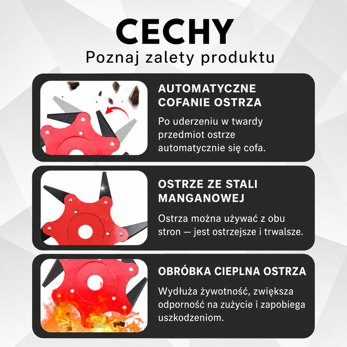 6 ACÉLPENGÉS FŰKASZAFEJ – RENDKÍVÜL ÉLES ÉS HOSSZÚ ÉLETTARTAMÚ
