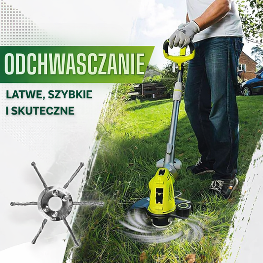 Głowica tnąca posiada 6 ramion wykonanych z wytrzymałego, plecionego drutu stalowego