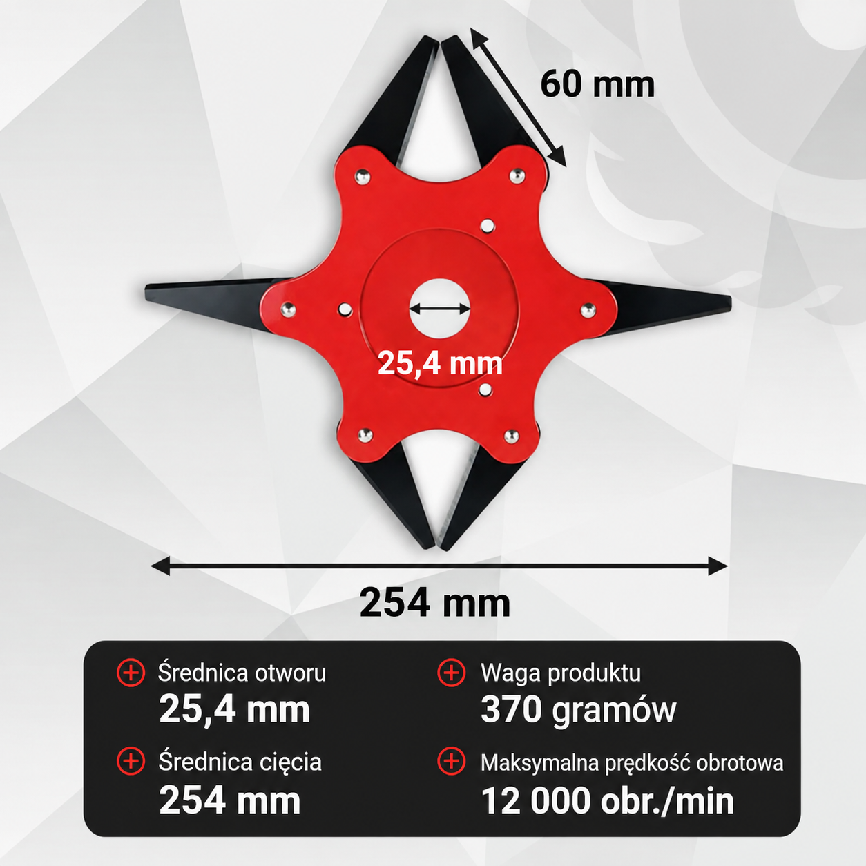 6Blade – Głowica tnąca z 6 ostrzami ze stali manganowej