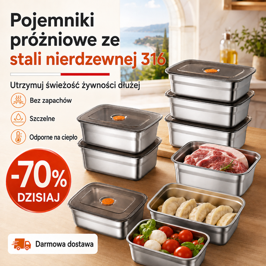 Hermetyczny pojemnik z wysokiej jakości stali nierdzewnej 316 – próżniowy, antybakteryjny i bezpieczny
