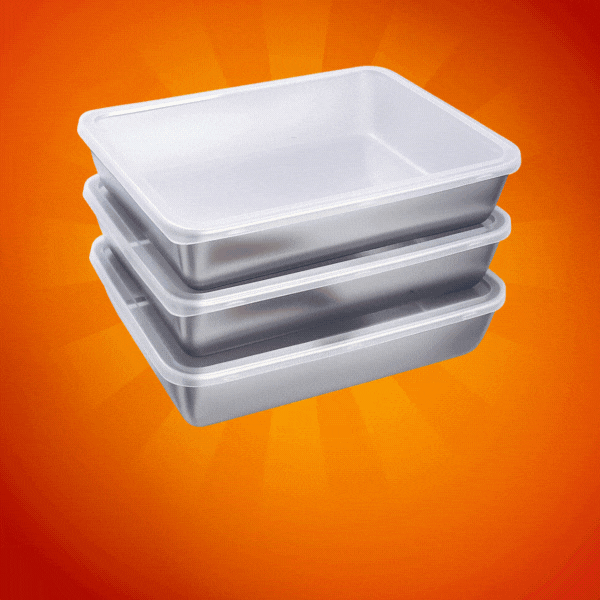 Pojemnik na żywność ze stali nierdzewnej 304 (25 x 20 x 5.5 cm)