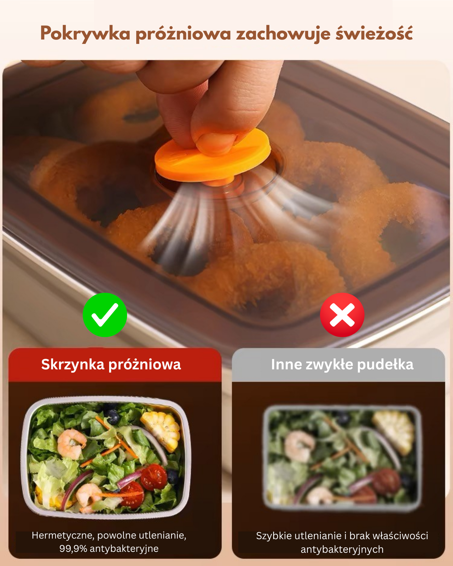 Duży Hermetyczny Pojemnik Na Żywność Ze Stali Nierdzewnej Antybakteryjnej – 1500ml (19 x 14 x 8 Cm)