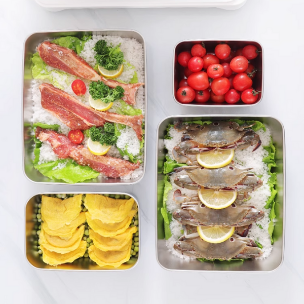 Pojemnik na żywność ze stali nierdzewnej 304 (25 x 20 x 5.5 cm)