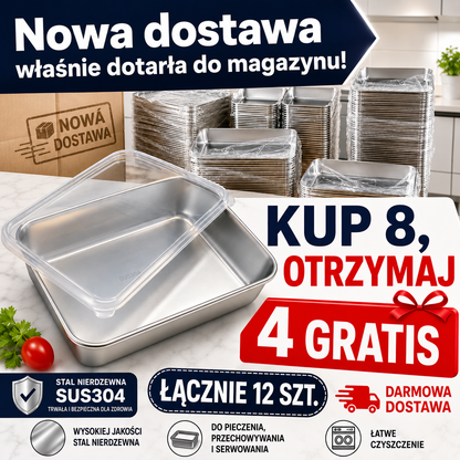 Pojemnik na żywność ze stali nierdzewnej 304 o pojemności 2500 ml – Bezpieczne i praktyczne rozwiązanie do przechowywania żywności (25 × 20 × 6 cm)