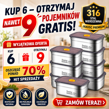 (6+🎁3 GRATIS) Pojemnik próżniowy ze stali nierdzewnej 316 – 1500ml
