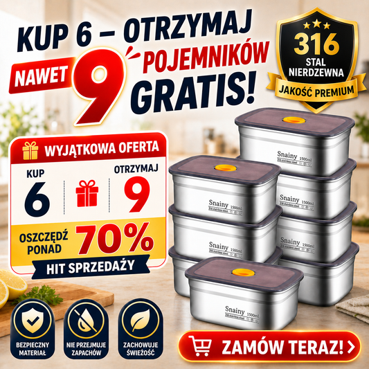 (6+🎁3 GRATIS) Pojemnik próżniowy ze stali nierdzewnej 316 – 1500ml